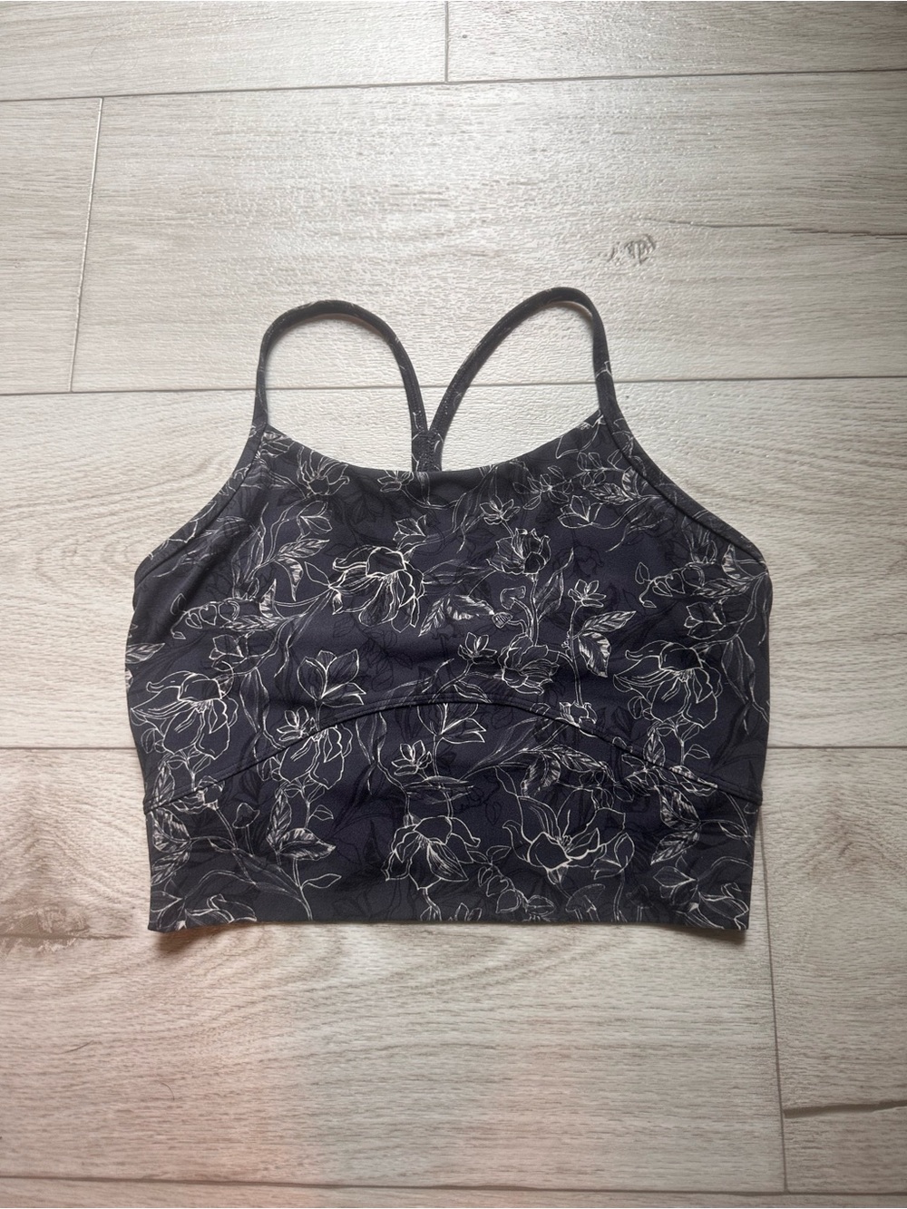 Floral-Print Black Cropped Tank Top